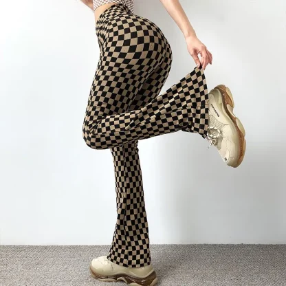 Seamless Checkered Flare Leggings