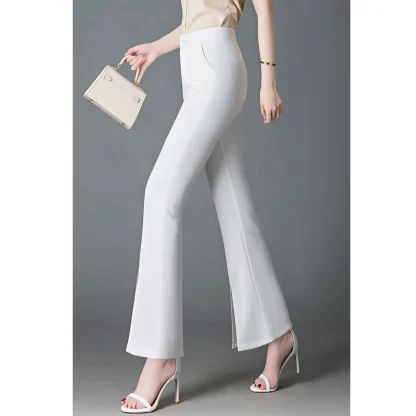 Chic Solid Slit Flare Leggings - Image 3