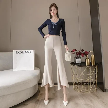 Flowy Solid Flare Leggings - Image 6