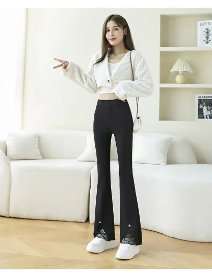 Lace Trim Flare Leggings - Image 3