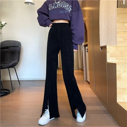 Slit Solid Color Flare Leggings - Image 3