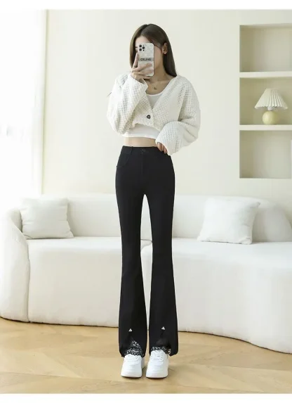Lace Trim Flare Leggings - Image 4