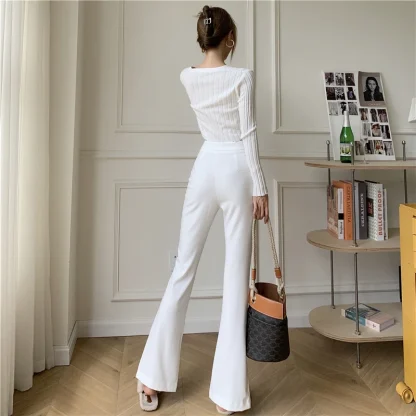Elegant Front Slit Flare Leggings - Image 2