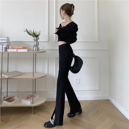 Elegant Front Slit Flare Leggings - Image 5