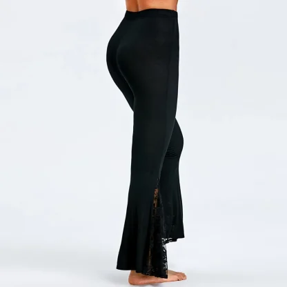 Black Plus Size Lace Flare Leggings - Image 3