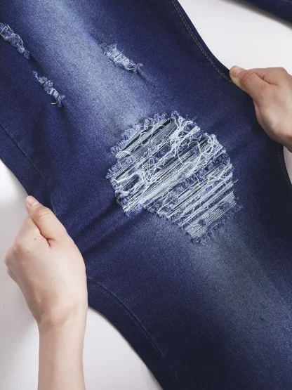 Ripped Denim Flare Leggings - Image 4