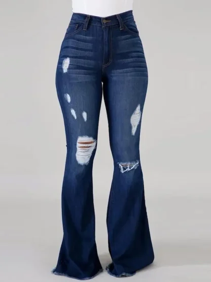Ripped Denim Flare Leggings
