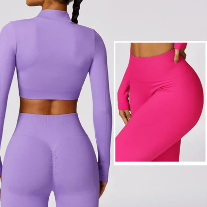 Seamless Solid Color Flare Leggings - Image 4