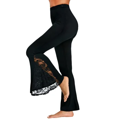 Black Plus Size Lace Flare Leggings