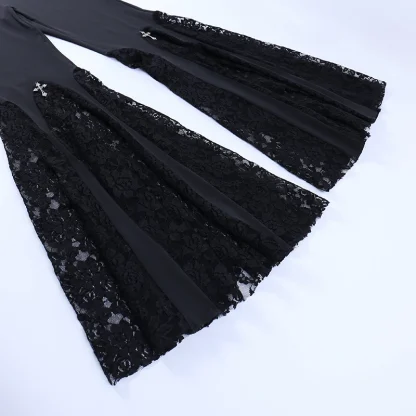 Black Lace Flowy Flare Leggings - Image 6