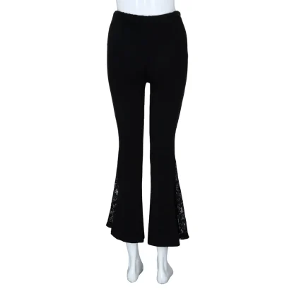 Black Plus Size Lace Flare Leggings - Image 5