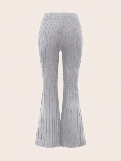 Comfy Plain Color Flare Leggings - Image 2