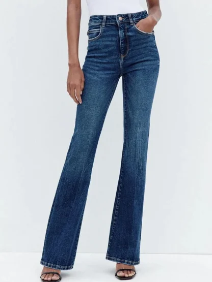 High-waist Denim Flare Leggings