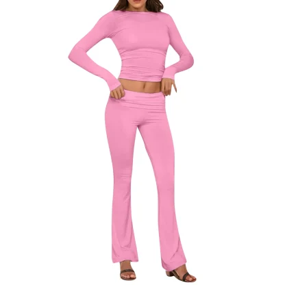 Low Rise Solid Flare Leggings - Image 2