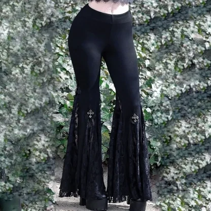 Black Lace Flowy Flare Leggings