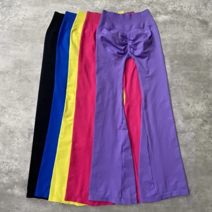 Seamless Solid Color Flare Leggings - Image 5