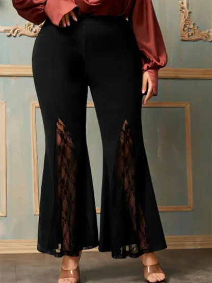 Plus Size Lace Split Flare Leggings
