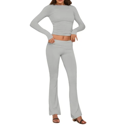 Low Rise Solid Flare Leggings - Image 3