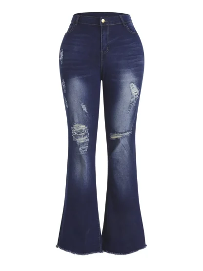 Ripped Denim Flare Leggings - Image 6