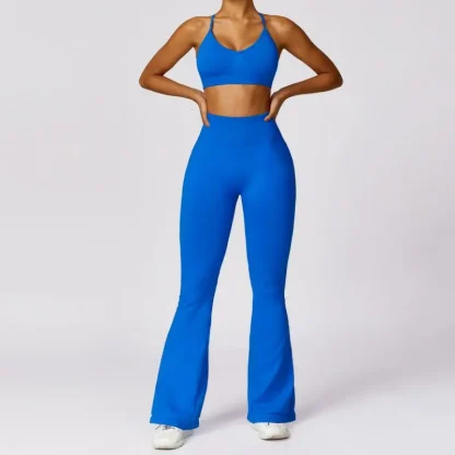Seamless Solid Color Flare Leggings - Image 2