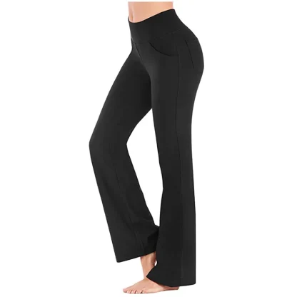 Plain Open Pocket Flare Leggings - Image 3