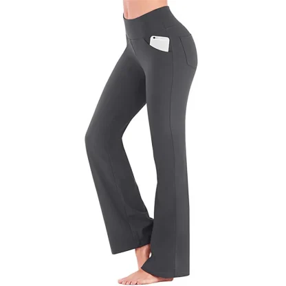Plain Open Pocket Flare Leggings - Image 2