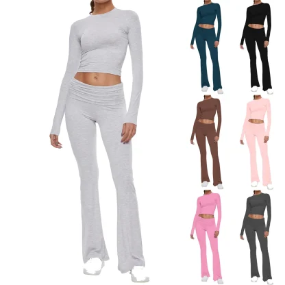 Low Rise Solid Flare Leggings - Image 6