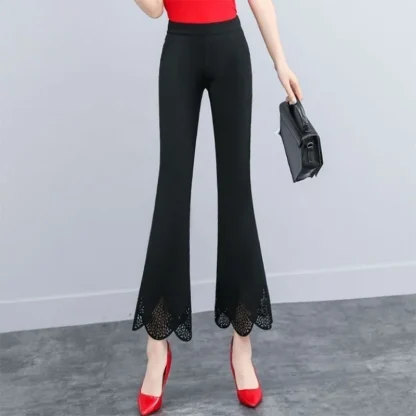 Lace Trim Black Flare Leggings