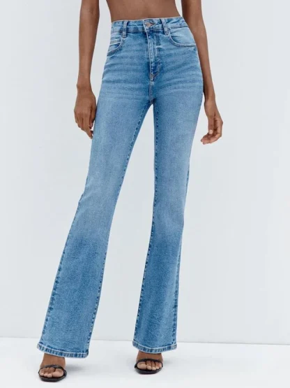 High-waist Denim Flare Leggings - Image 3