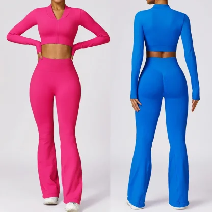 Seamless Solid Color Flare Leggings - Image 3