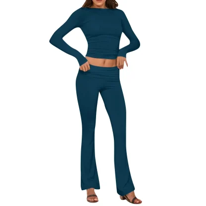 Low Rise Solid Flare Leggings - Image 5