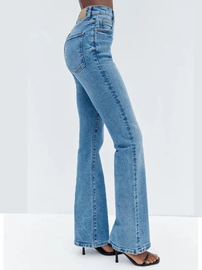 High-waist Denim Flare Leggings - Image 4