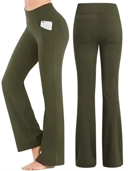 Plain Open Pocket Flare Leggings - Image 6