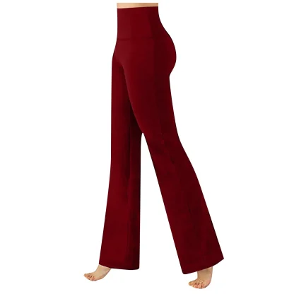 Solid High-waist Flare Leggings - Image 2