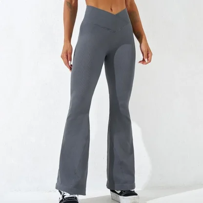 Seamless Plain Color Flare Leggings - Image 4