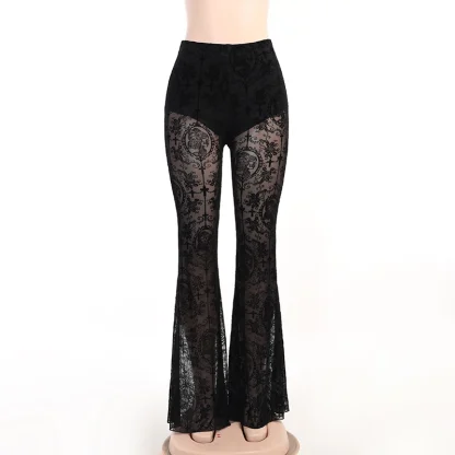 See-through Lace Flare Leggings - Image 6