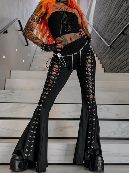 Sexy Gothic Flare Leggings - Image 3