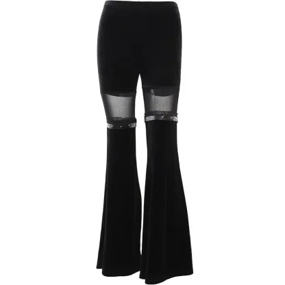 Mesh Patchwork Bell Flare Leggings - Image 6