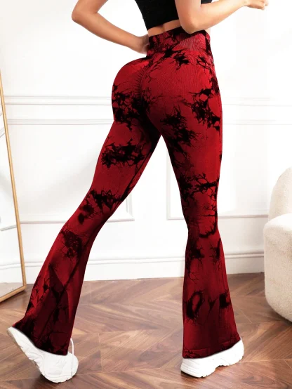 Tie Dyed Print Flare Leggings - Image 2
