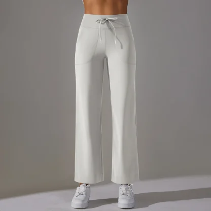 Drawstring Solid Color Flare Leggings - Image 4