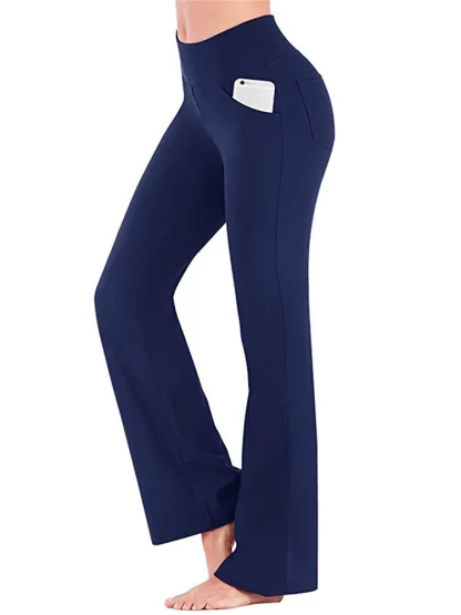 Open Pocket Solid Flare Leggings - Image 2