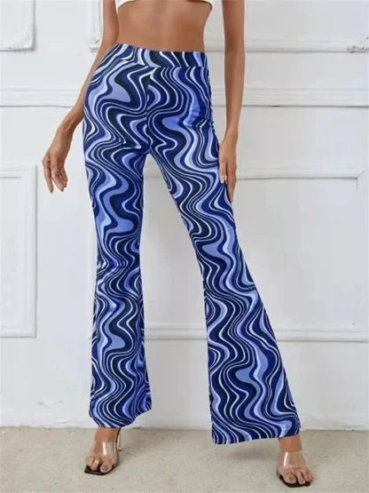 Wavy Prints Flare Leggings