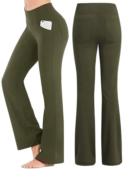 Open Pocket Solid Flare Leggings - Image 6