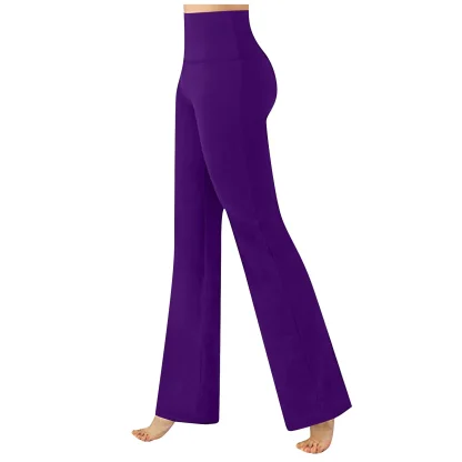Solid High-waist Flare Leggings - Image 3
