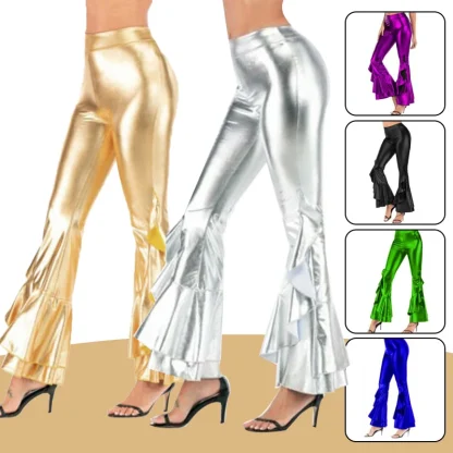 Metallic Ruffles Flare Leggings - Image 3