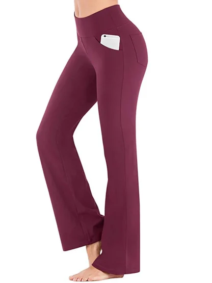 Open Pocket Solid Flare Leggings - Image 3