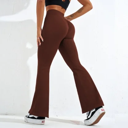 Seamless Plain Color Flare Leggings - Image 5
