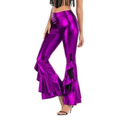 Metallic Ruffles Flare Leggings