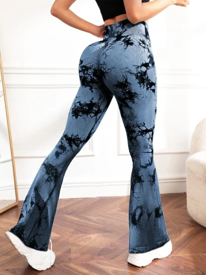 Tie Dyed Print Flare Leggings - Image 5