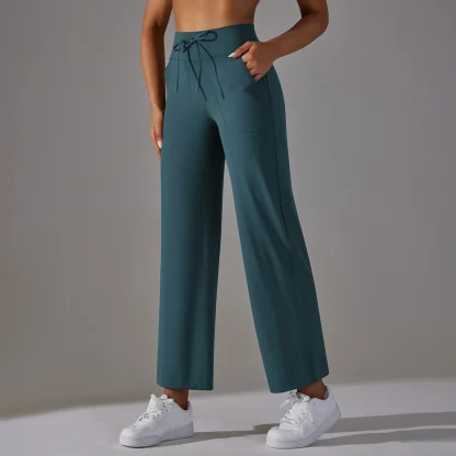 Drawstring Solid Color Flare Leggings - Image 5